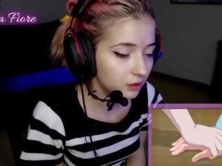 18yo youtuber gets hard up watching hentai during the stream and masturbates - Emma Fiore