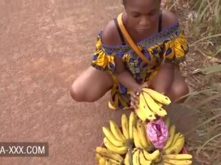 Black banana seller young lady seduced for a excellent x rated clip