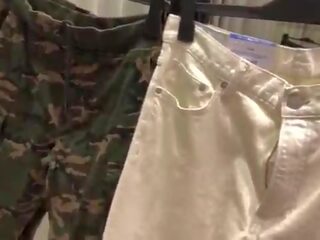 Public blowjob&period; I sucked a stranger cock into the changing room of a mall clothes shop