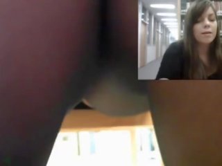 Passionate call girl masturbating in the library