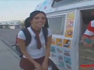 Gullibleteens.com icecream truck teen knee high white socks get johnson creampie